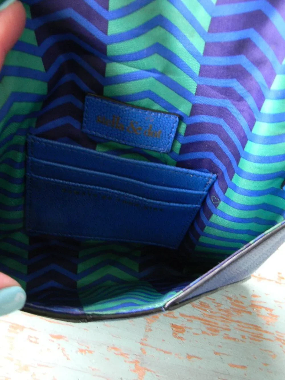 STELLA & DOT BLUE AVALON LARGE WRISTLET/WALLET/CLUTCH